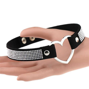 House Of Dasein Heart Rhinestone Bdsm Collar Hollow Necklace Choker Bondage Restraints