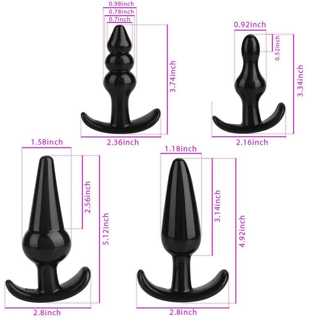 7Pcs Black Trainer Butt Plug Set Anal Beads Bullet Vibrator