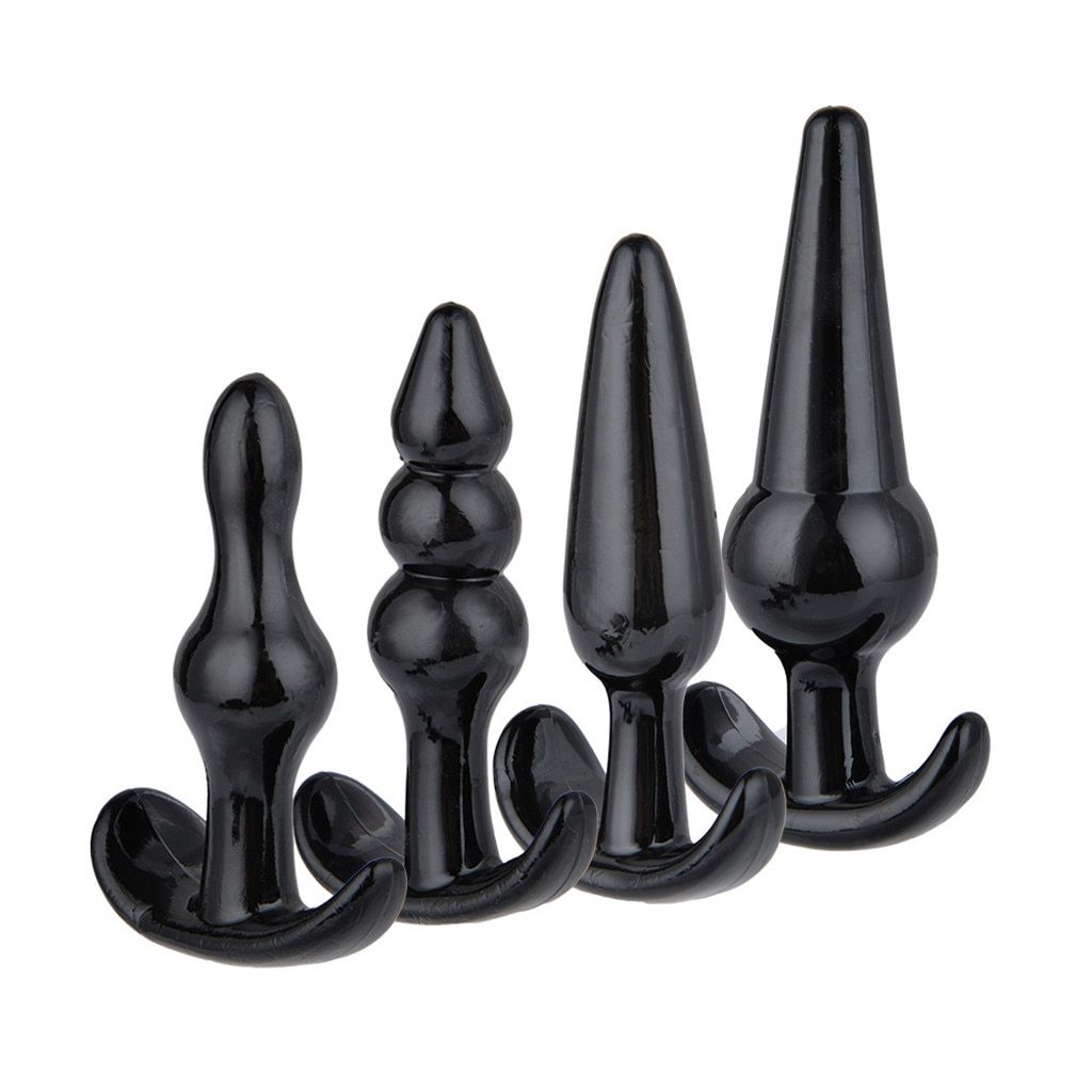 7Pcs Black Trainer Butt Plug Set Anal Beads Bullet Vibrator