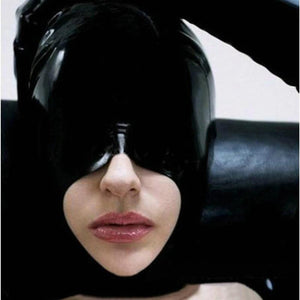 House Of Dasein Black Half Face Latex Hood Eye Cover Rubber Open Mouth Mask Bdsm Fetish