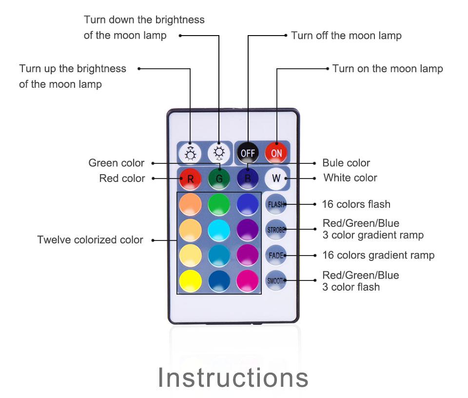 3D Rechargeable Moon Night Light Remote Led Lamp