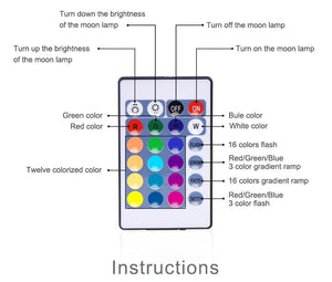 3D Rechargeable Moon Night Light Remote Led Lamp