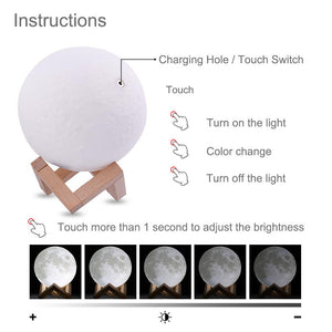 3D Rechargeable Moon Night Light Remote Led Lamp