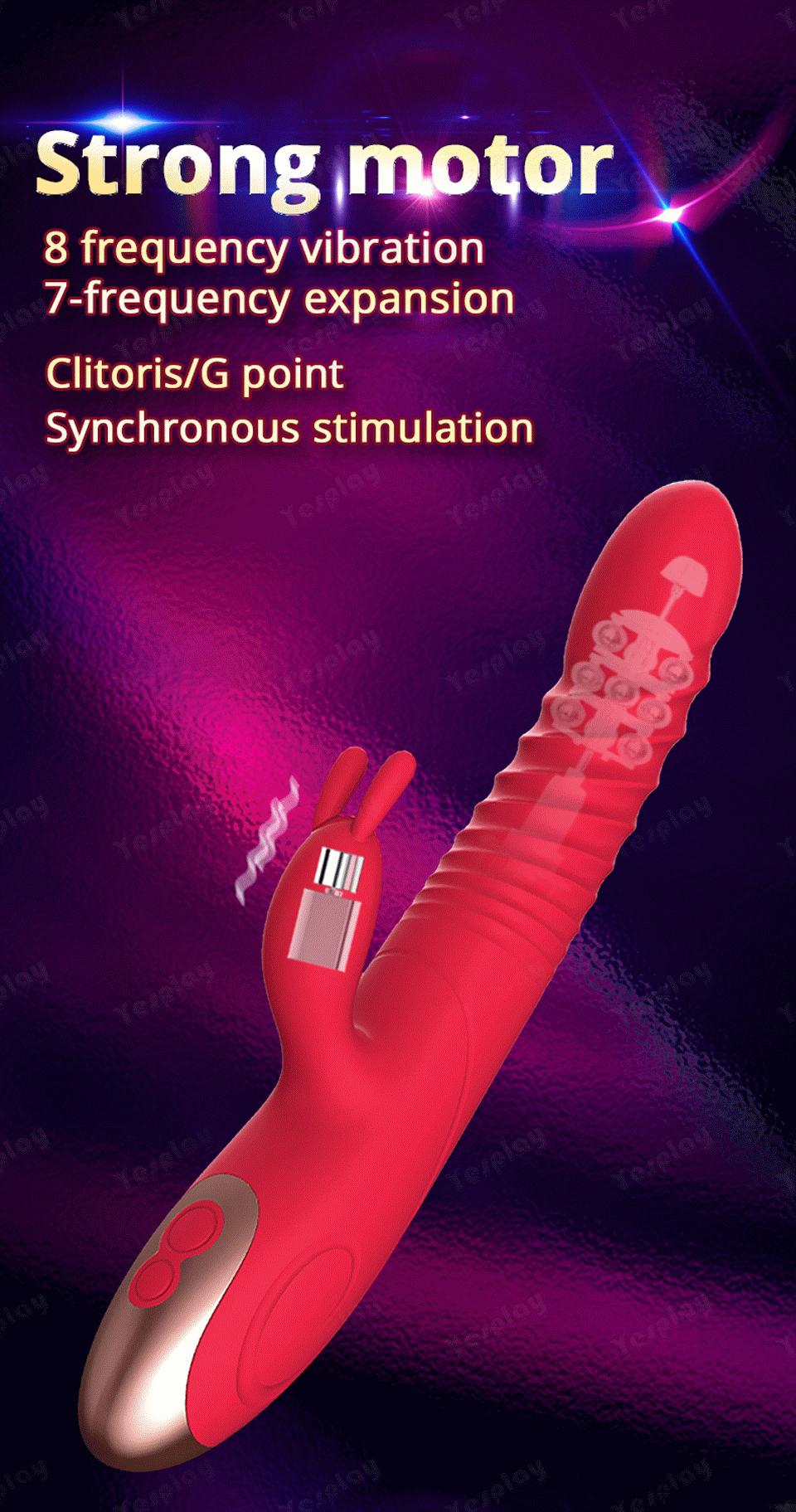 Heating Rabbit Vibrator Rechargeable Waterproof G Spot Clit Stimulator