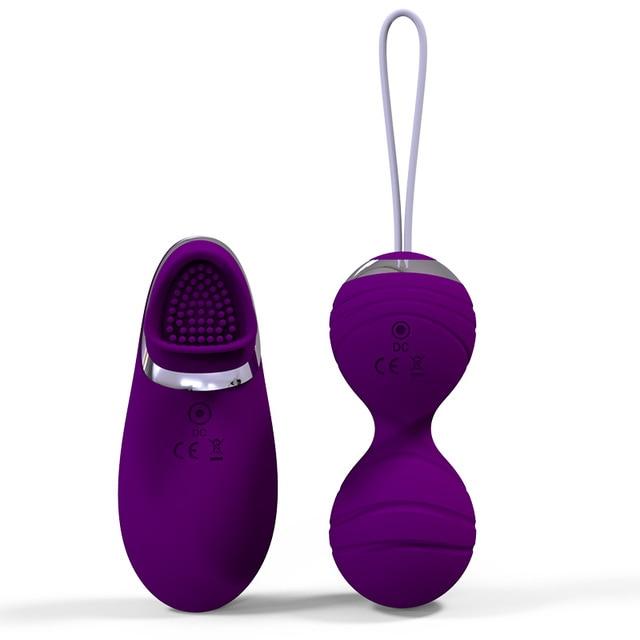 Pink Purple 10 Speed Vibrating Kegel Remote Vibrator Ben Wa Balls