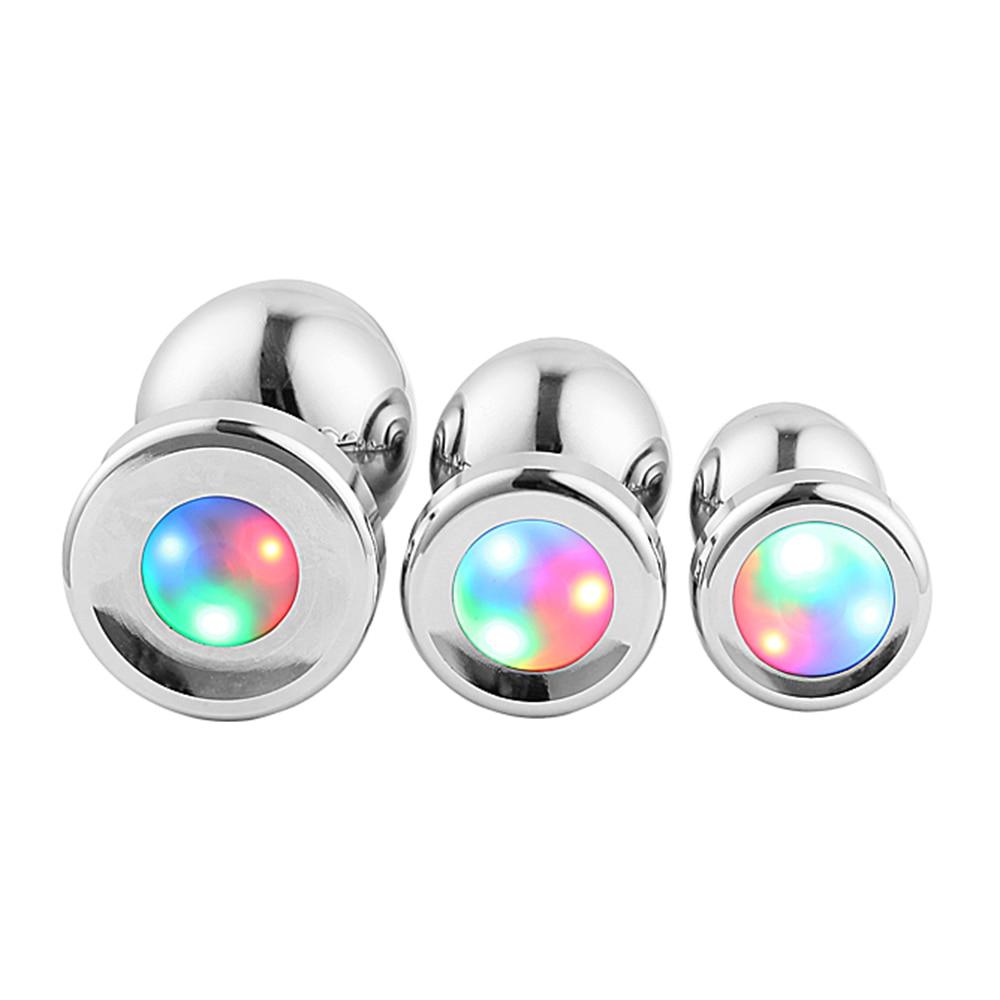 Colourful Light Anal Three Sizes Stainless Steel Metal Butt Plug