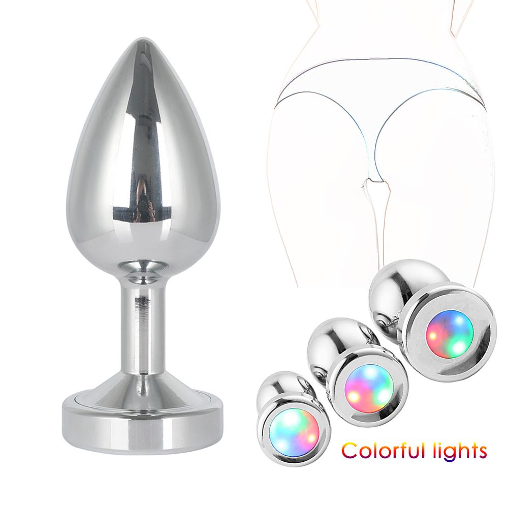 Colourful Light Anal Three Sizes Stainless Steel Metal Butt Plug