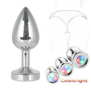 Colourful Light Anal Three Sizes Stainless Steel Metal Butt Plug