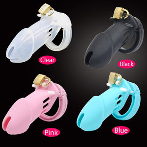 Soft Silicone Male Locking Chastity Device Penis Cage Cock Rings