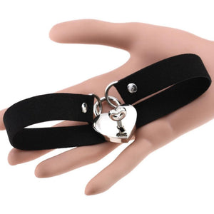 Bdsm Heart Pendant Locking Collar With Key Choker Necklace Slave Restraints