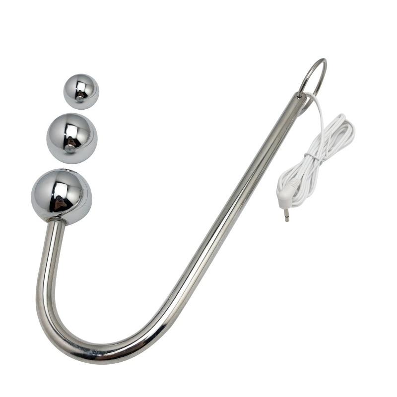 House Of Dasein 3 Sizes Electro Shock Hook Electric Stimulation Toy Metal Anal Beads Bdsm