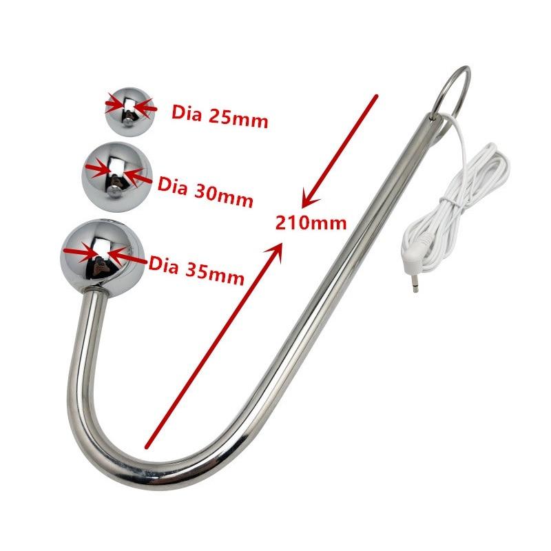 House Of Dasein 3 Sizes Electro Shock Hook Electric Stimulation Toy Metal Anal Beads Bdsm