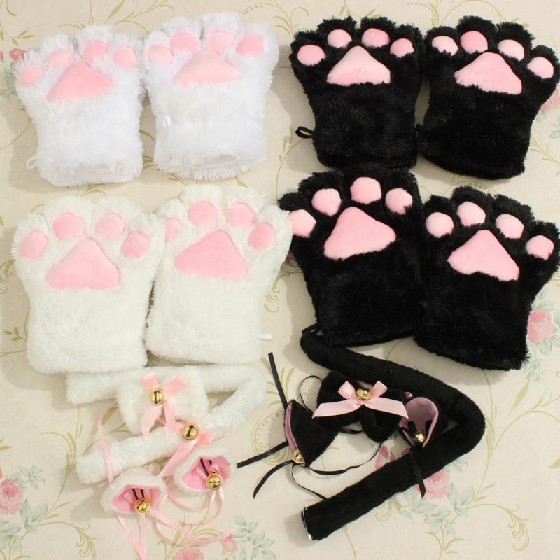 House Of Dasein Plush Cat Ears Paws Gloves Tail Anime Cosplay Kitten Pet Play Bdsm Kink Fetish