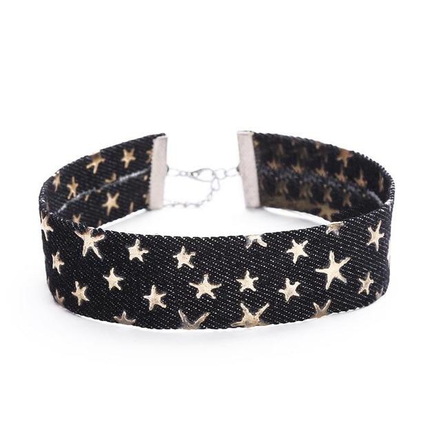 House Of Dasein Day Collar Blue Star Choker Distressed Denim Necklace Fetish Kink
