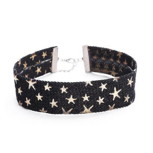 House Of Dasein Day Collar Blue Star Choker Distressed Denim Necklace Fetish Kink