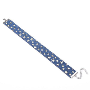 House Of Dasein Day Collar Blue Star Choker Distressed Denim Necklace Fetish Kink