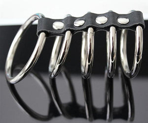 5 Metal Cock Rings Stainless Steel Penis Cage Male Chastity Device Bdsm