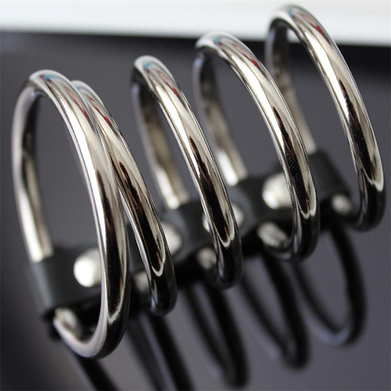 5 Metal Cock Rings Stainless Steel Penis Cage Male Chastity Device Bdsm