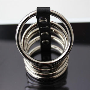 5 Metal Cock Rings Stainless Steel Penis Cage Male Chastity Device Bdsm