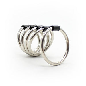 5 Metal Cock Rings Stainless Steel Penis Cage Male Chastity Device Bdsm