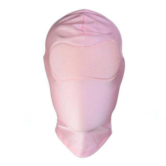 Pink Purple Bdsm Stretchy Hood Open Mouth Holes Full Mask Bondage Restraints