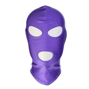 Pink Purple Bdsm Stretchy Hood Open Mouth Holes Full Mask Bondage Restraints