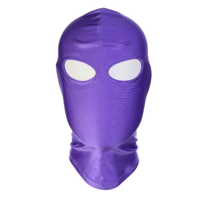 Pink Purple Bdsm Stretchy Hood Open Mouth Holes Full Mask Bondage Restraints