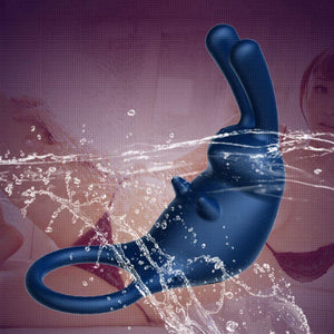 Rabbit Ears Penis Vibrator 10 Modes Rechargeable Vibrating Cock Ring Men