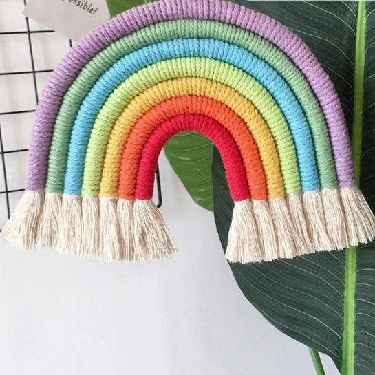 Macrame Rainbow Wall Hanging Home Decor