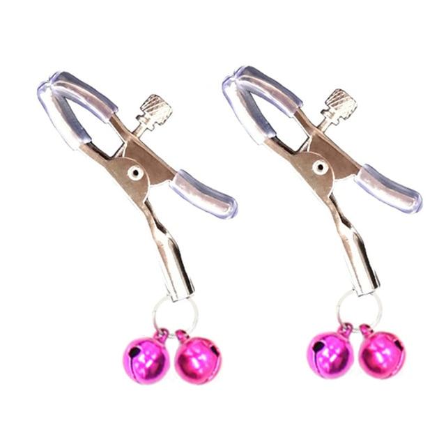 House Of Dasein Pink Double Bells Adjustable Nipple Clamps Bondage Restraints Bdsm Kink Fetish