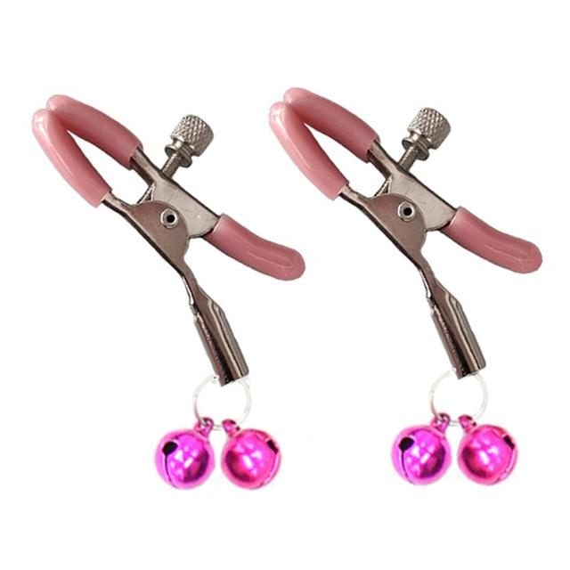 House Of Dasein Pink Double Bells Adjustable Nipple Clamps Bondage Restraints Bdsm Kink Fetish