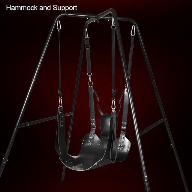 Faux Leather Love Hammock Swing With Frame Bondage Sex Furniture Bdsm