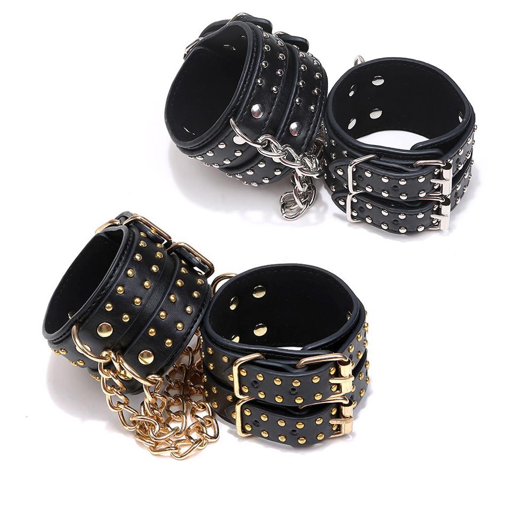 Sexy Black Handcuffs Ankle Cuffs Studded Restraints Bondage Bdsm