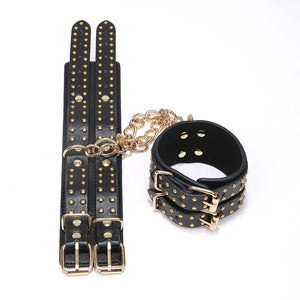 Sexy Black Handcuffs Ankle Cuffs Studded Restraints Bondage Bdsm