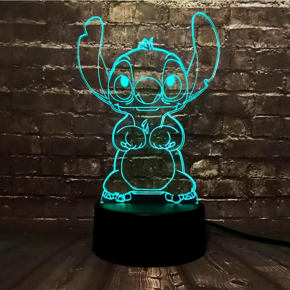 3D Lamp Lilo Stitch Led Night Light 7 Colour Changing