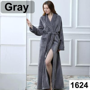 Long Warm Coral Fleece Plush Soft Winter Dressing Gown Men And Women