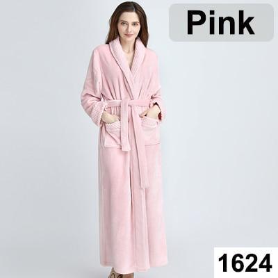 Long Warm Coral Fleece Plush Soft Winter Dressing Gown Men And Women