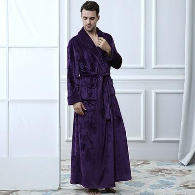 Long Warm Coral Fleece Plush Soft Winter Dressing Gown Men And Women