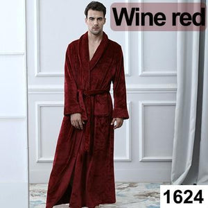 Long Warm Coral Fleece Plush Soft Winter Dressing Gown Men And Women