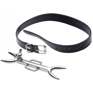 House Of Dasein Bdsm Stainless Steel Punishment Posture Collar Leather Fork Bondage Restraints