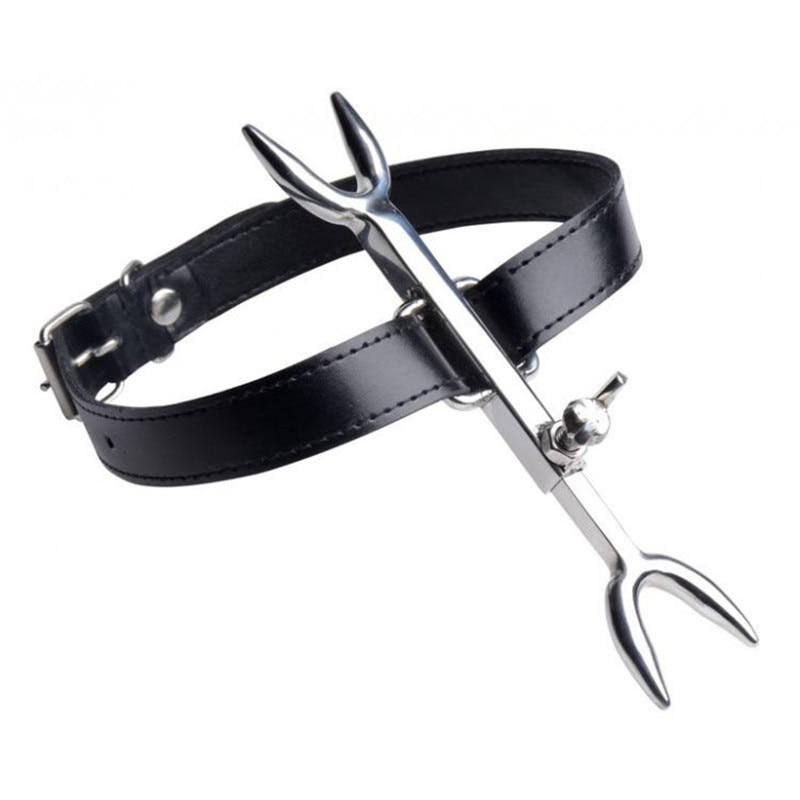 House Of Dasein Bdsm Stainless Steel Punishment Posture Collar Leather Fork Bondage Restraints