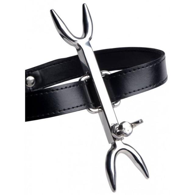 House Of Dasein Bdsm Stainless Steel Punishment Posture Collar Leather Fork Bondage Restraints