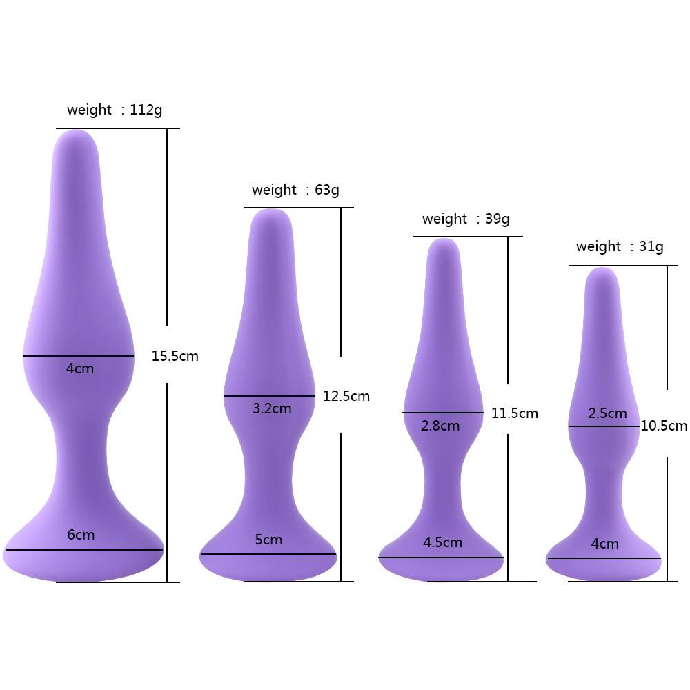 4Pcs / Set Anal Trainer Kit Soft Silicone Black Or Purple Butt Plug