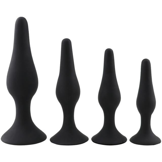 4Pcs / Set Anal Trainer Kit Soft Silicone Black Or Purple Butt Plug