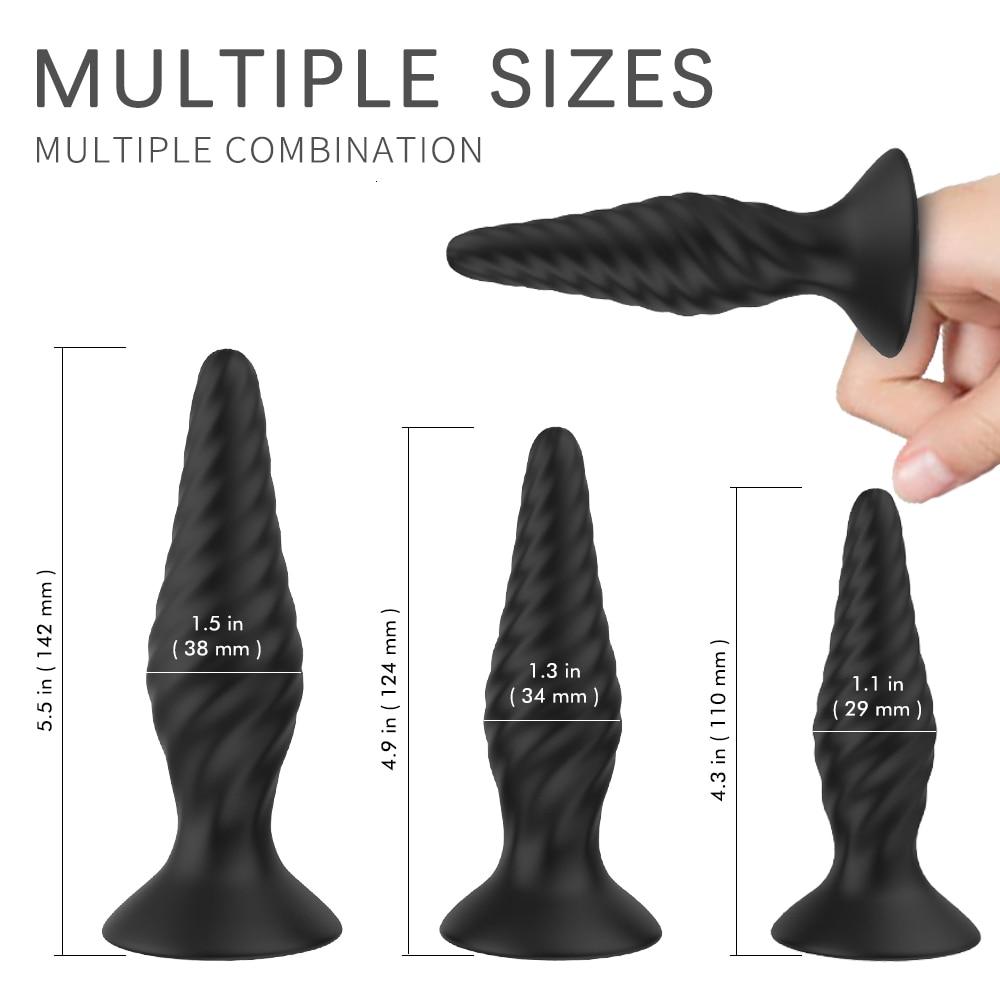 Black Silicone Butt Plug Set Wireless Vibrator Anal Training Bdsm