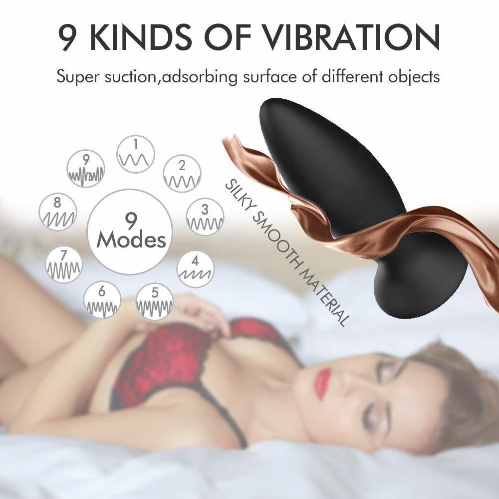 Black Silicone Butt Plug Set Wireless Vibrator Anal Training Bdsm