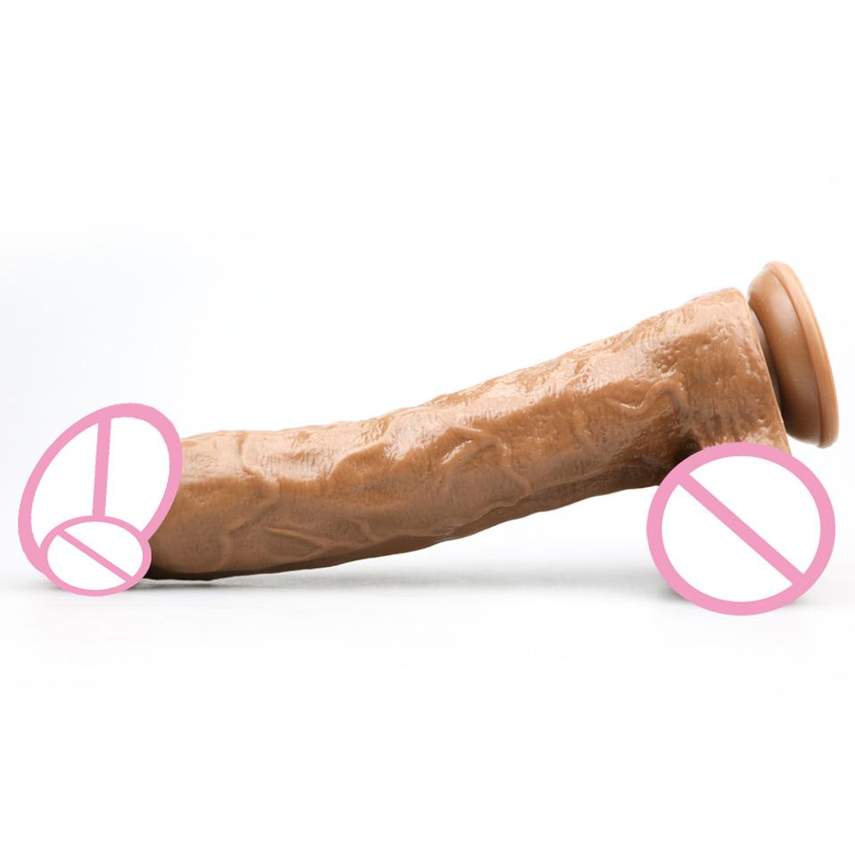 Long Realistic Dildo Big Penis Dong Lifelike Cock And Balls Strong Suction