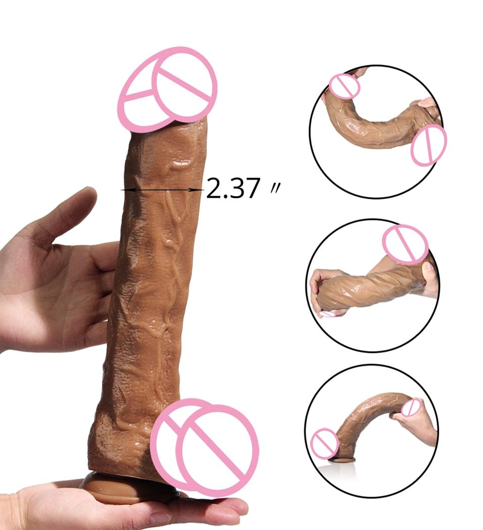 Long Realistic Dildo Big Penis Dong Lifelike Cock And Balls Strong Suction