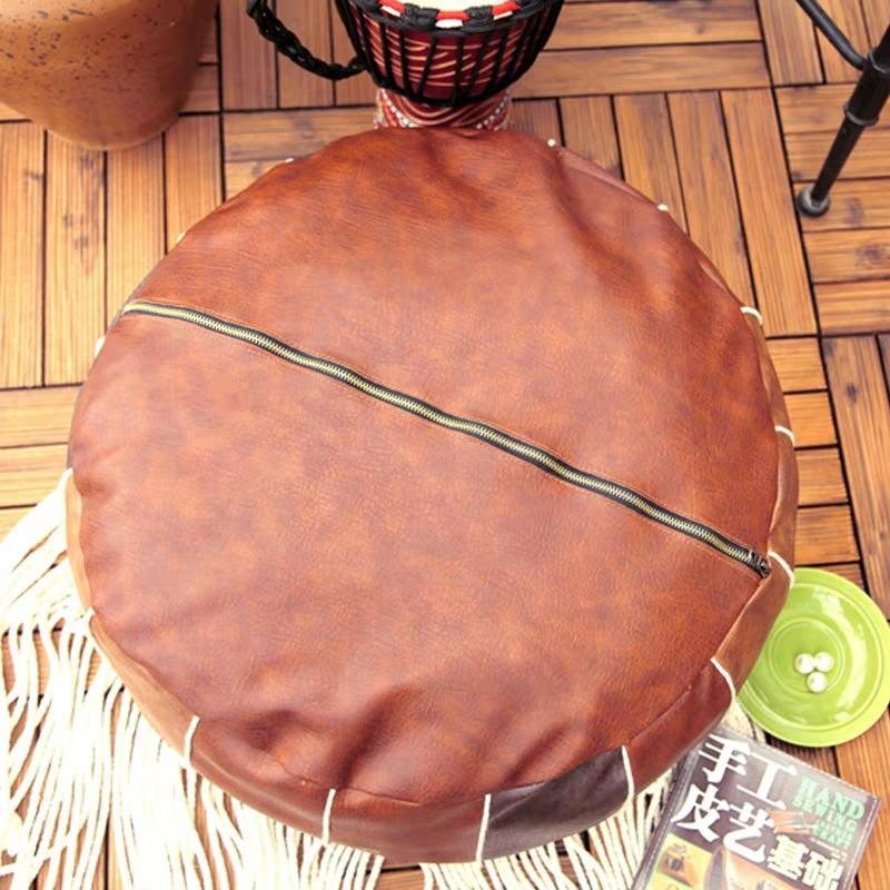 Moroccon Leather Pouf Cover