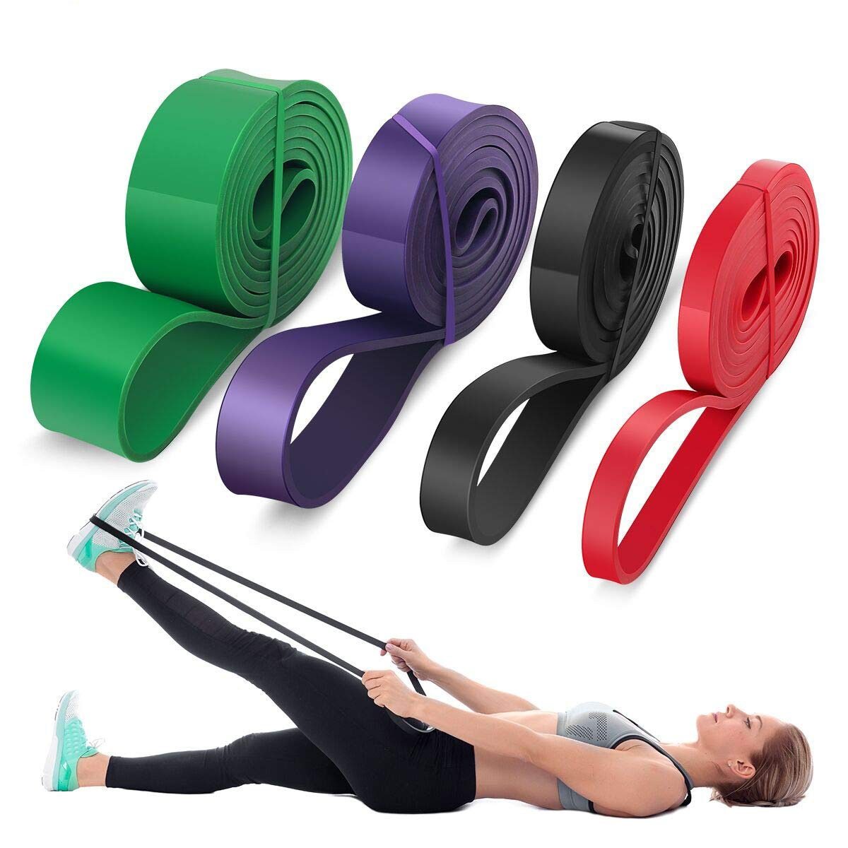 Set Of 5 Heavy Duty Resistance Band Loop Power Gym Fitness Exercise Yoga Workout